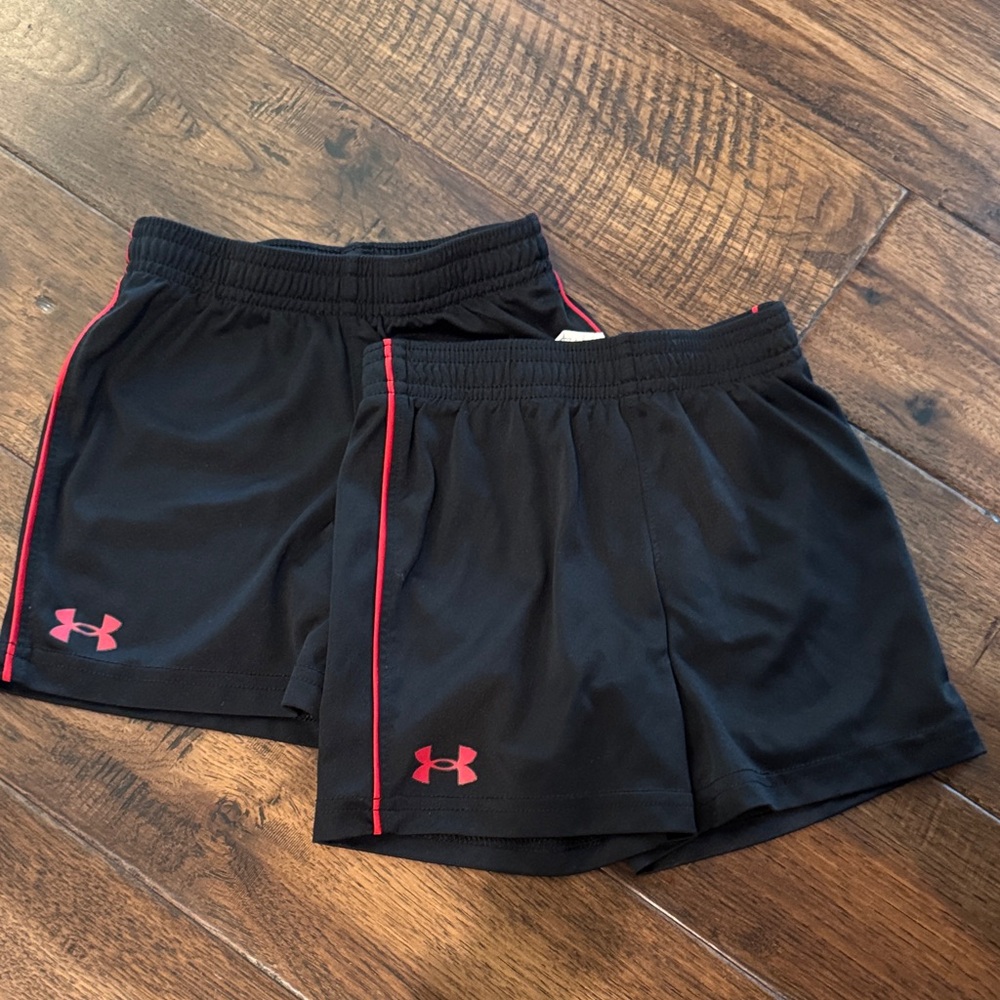 Under Armour Women's Black Shorts with Pink Logo